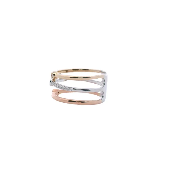 14K White Rose and Yellow Gold One Piece Stackable- Look Diamond Ring 1/5CTW Image 2 West and Company Auburn, NY