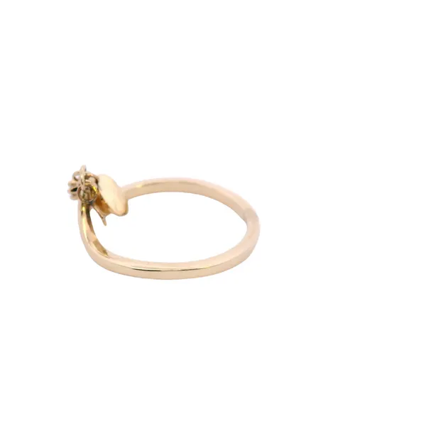 14K Yellow Gold Chevron Ring with Disc and Diamond Dangles Image 2 West and Company Auburn, NY
