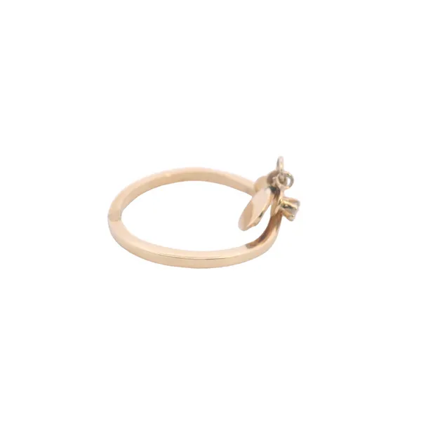 14K Yellow Gold Chevron Ring with Disc and Diamond Dangles Image 4 West and Company Auburn, NY