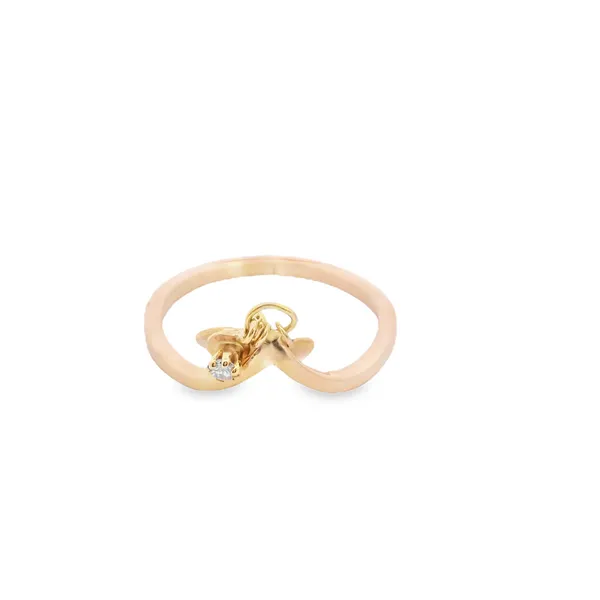 14K Yellow Gold Chevron Ring with Disc and Diamond Dangles West and Company Auburn, NY