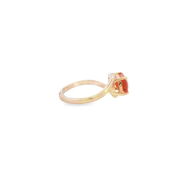 14K Yellow Gold Fire Opal and Diamond Bypass Design Ring Image 4 West and Company Auburn, NY
