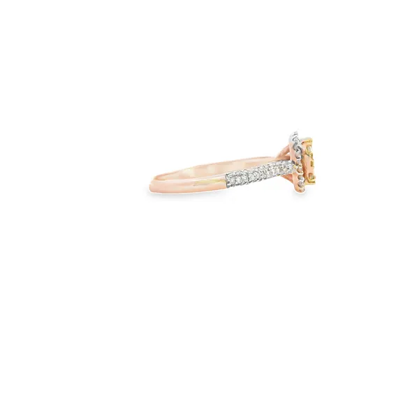 14K Rose Gold Yellow and White Diamond Cluster Design Halo Ring Image 3 West and Company Auburn, NY