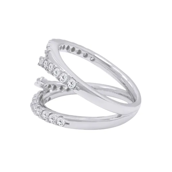 14K White Gold 1.10CTW Diamond Negative Space Wave Design Ring Image 2 West and Company Auburn, NY