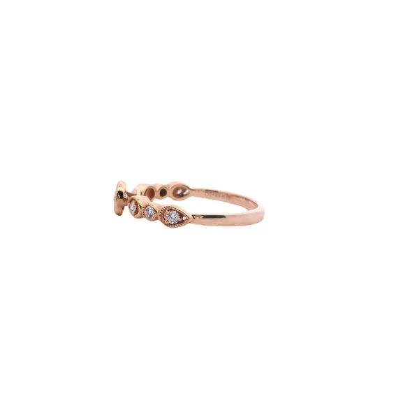 18K Rose Gold Bezel Set Diamond Ring with Milgrain Detail .38CTW Image 2 West and Company Auburn, NY