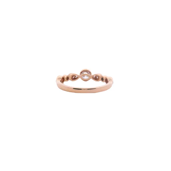 18K Rose Gold Bezel Set Diamond Ring with Milgrain Detail .38CTW Image 3 West and Company Auburn, NY