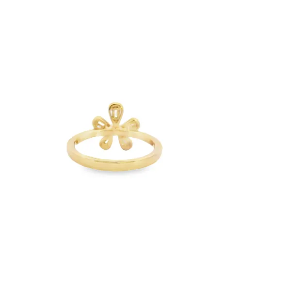 14K Yellow Gold Baguette and Round Diamond Flower Ring .46CTW Image 3 West and Company Auburn, NY