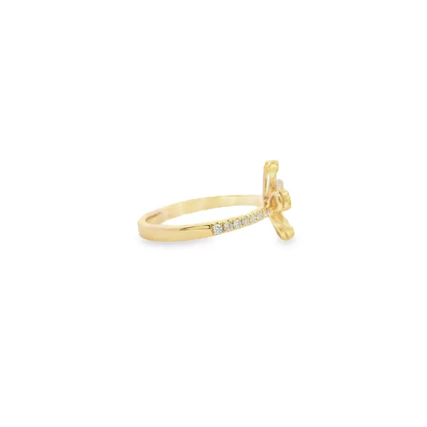 14K Yellow Gold Baguette and Round Diamond Flower Ring .46CTW Image 4 West and Company Auburn, NY