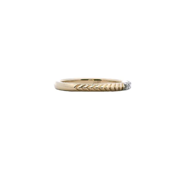 10K Yellow Gold Five Stone Diamond Chevron Pattern Stackable Band Image 3 West and Company Auburn, NY