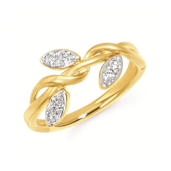 14K Yellow Gold Diamond Vines Ring 1/5CTW with Satin Finish West and Company Auburn, NY