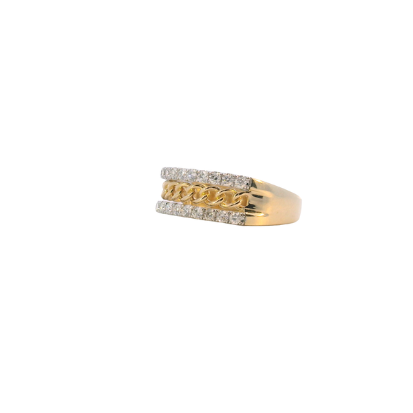 14K Yellow Gold Triple Row Stacked Look Chain Link Diamond Ring (.50CTW) Image 2 West and Company Auburn, NY