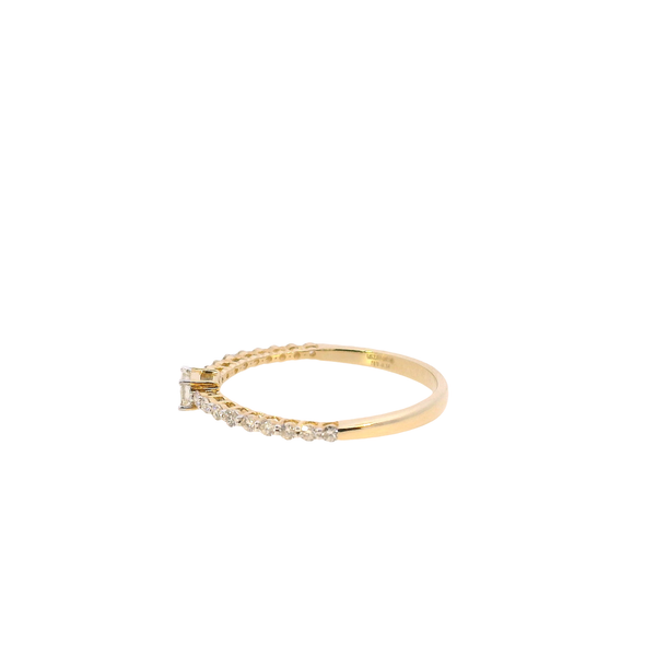 14K Yellow Gold Baguette and Round Diamond East -West Stackable Band Image 2 West and Company Auburn, NY
