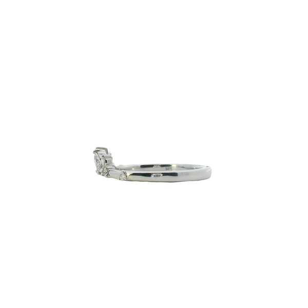 14K White Gold Marquise and Round Diamond Open V Ring Image 2 West and Company Auburn, NY