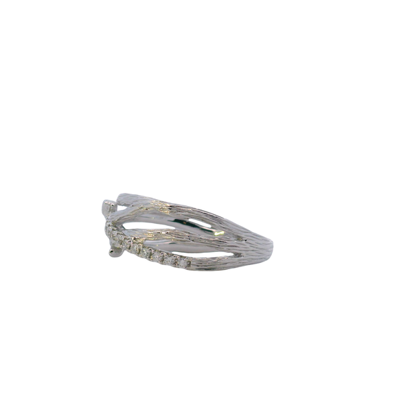14K White Gold Diamond Texured Bark Fashion Ring Image 2 West and Company Auburn, NY