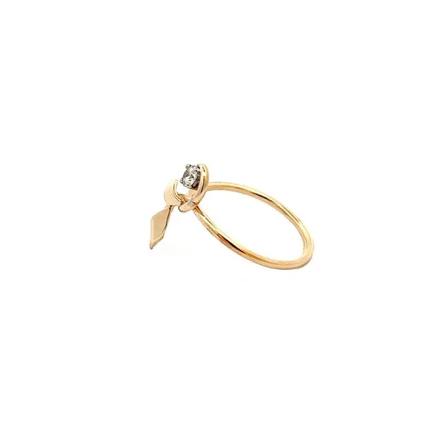 14K Yellow Gold Leaf Ring with Diamond Accent -Made by Martha Image 3 West and Company Auburn, NY