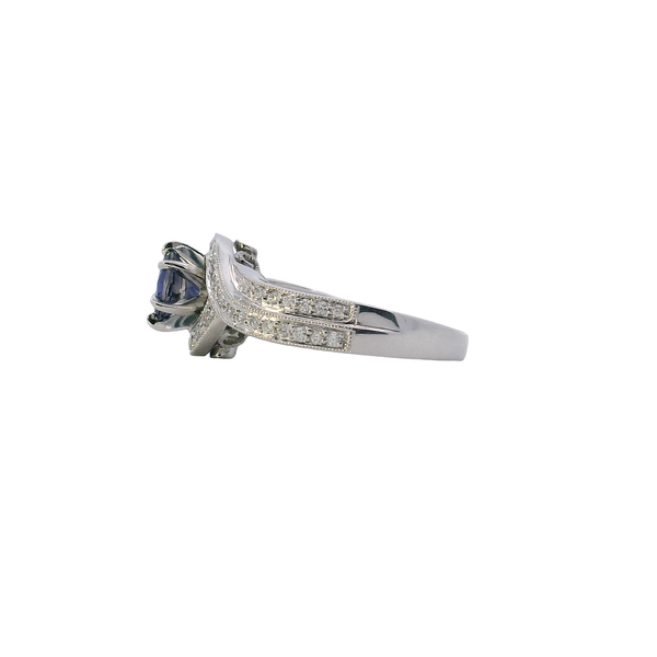 14K White Gold Diamond Swirl Design Semi -Mount .30CTW SI G with Round Iolite Center Stone Image 2 West and Company Auburn, NY