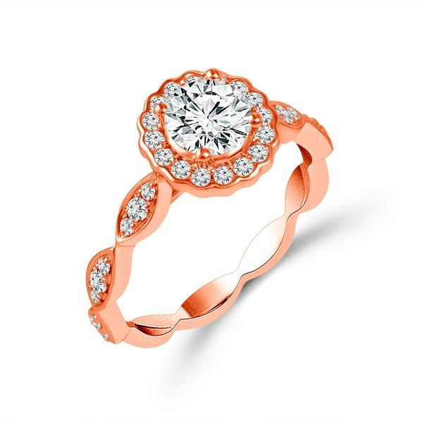 14K Rose Gold Scalloped Halo Diamond Semi-Mount Ring (1/3CTW) West and Company Auburn, NY