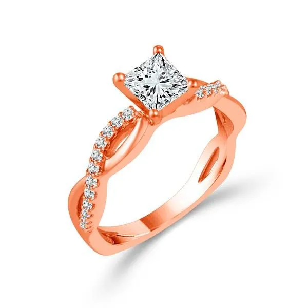 14K Rose Gold Infinity Twist Semi Mount for Princess Cut Center West and Company Auburn, NY