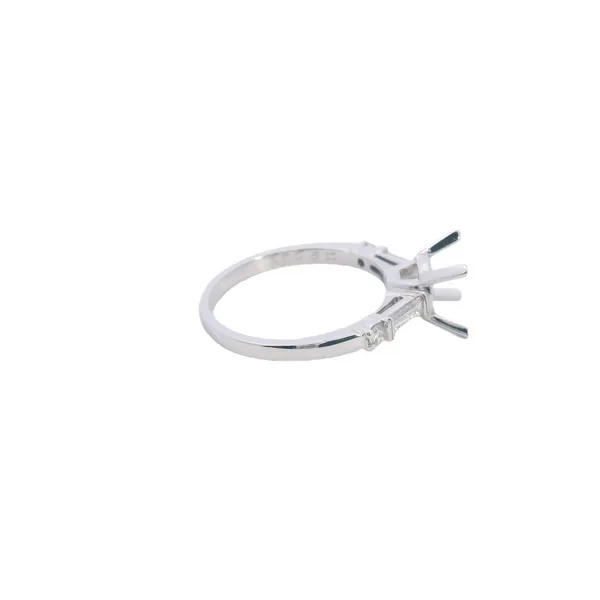 114K White Gold Tapered Baguette and Round Diamond Semi -Mount .26TDW Image 4 West and Company Auburn, NY