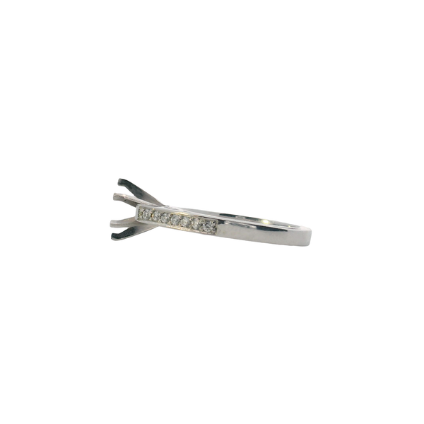 14K White Gold Diamond Cathedral Semi -Mount with Decorative Cut- Out Profile and European Style Shank .24TDW **Special Price -Originally $1995 Image 2 West and Company Auburn, NY