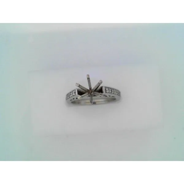 14K White Gold Diamond Cathedral Semi-Mount with Decorative Profile West and Company Auburn, NY
