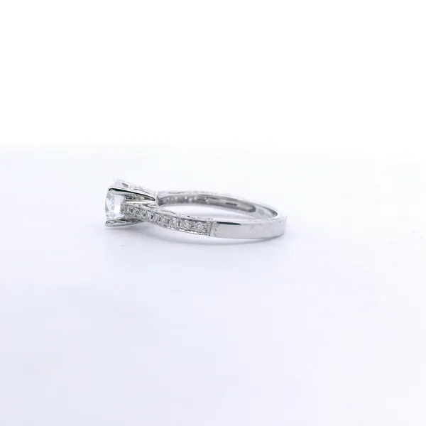 18K White Gold Beaded Design .16ctw Diamond Semi-Mount with Open Filigree Profile Image 2 West and Company Auburn, NY