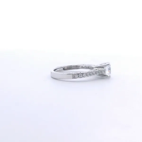 18K White Gold Beaded Design .16ctw Diamond Semi-Mount with Open Filigree Profile Image 3 West and Company Auburn, NY
