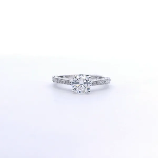 18K White Gold Beaded Design .16ctw Diamond Semi-Mount with Open Filigree Profile West and Company Auburn, NY