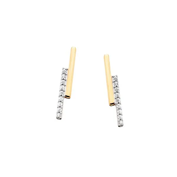 10K Yellow Gold Zig-Zag Diamond Earrings West and Company Auburn, NY