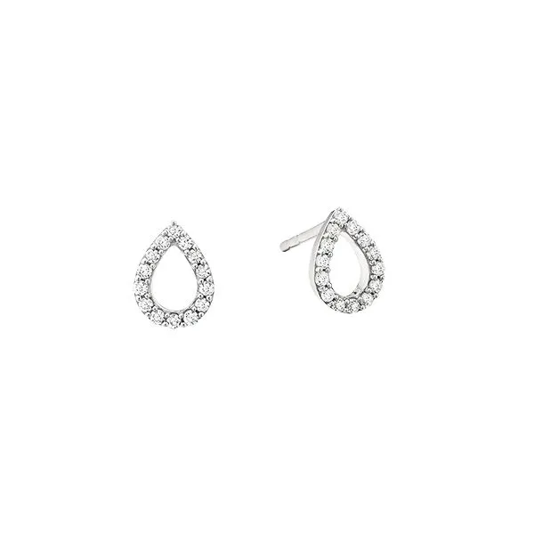 White Gold Pear Shaped Diamond Earrings West and Company Auburn, NY