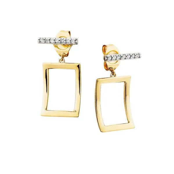 10K Yellow Gold Diamond Front-Back Style Diamond Fashion Earrings West and Company Auburn, NY