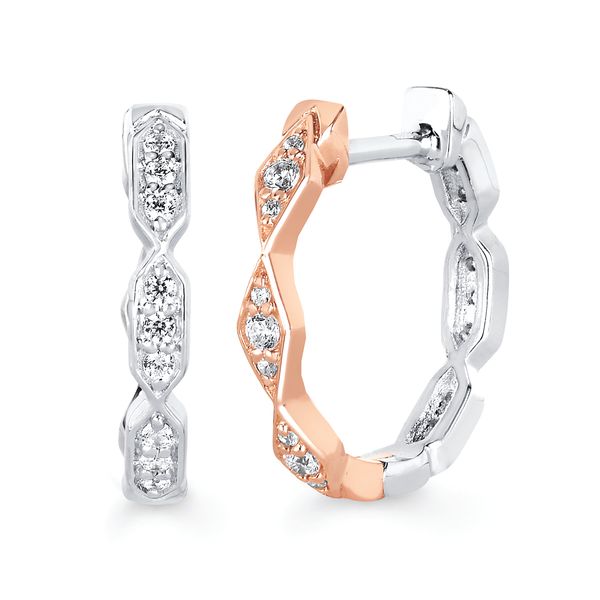 10K Reversible White and Rose Gold Diamond Hoop Earrings (.26CTW) West and Company Auburn, NY