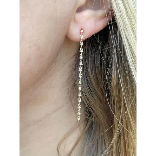 14K White Gold .25CTW Diamond Dangle Earrings Image 2 West and Company Auburn, NY