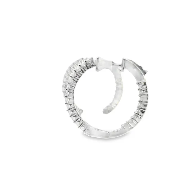 14K White Gold Diamond Inside-Outside Hoop Earrings Image 2 West and Company Auburn, NY