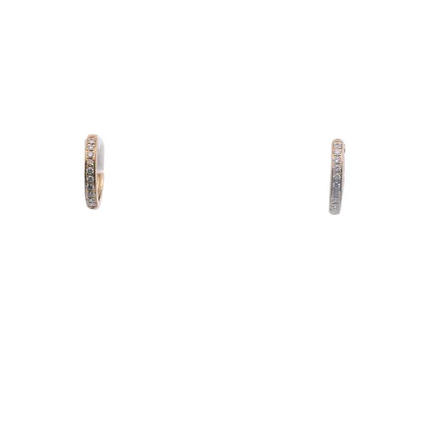 14K Yellow Gold .10CTW Diamond Huggy Earrings with Milgrain Detail West and Company Auburn, NY