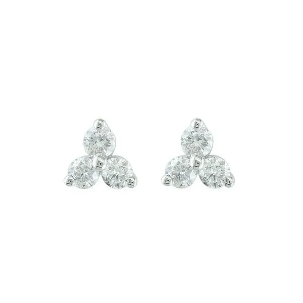 14K White Gold Triple Diamond Stud Earrings 3/8CTW Image 2 West and Company Auburn, NY