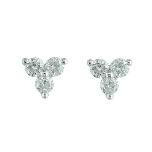 14K White Gold Triple Diamond Stud Earrings 3/8CTW West and Company Auburn, NY
