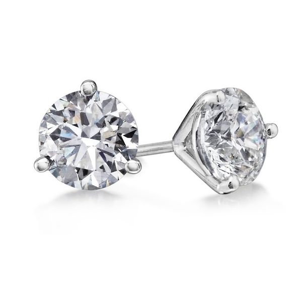 14K White Gold .62TDW Diamond Solitaire Earrings in Martini Settings West and Company Auburn, NY
