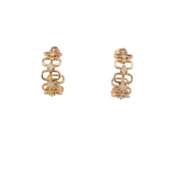 14K Yellow Gold Demi Hoops with Diamond Accents West and Company Auburn, NY