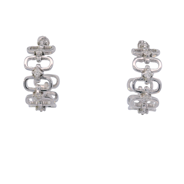 14K White Gold Demi Hoops with Diamond Accents West and Company Auburn, NY