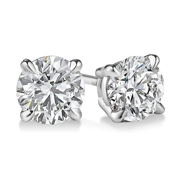 14K White Gold One and One Half Carat Total Weight Martini Set Natural Diamond Earrings West and Company Auburn, NY