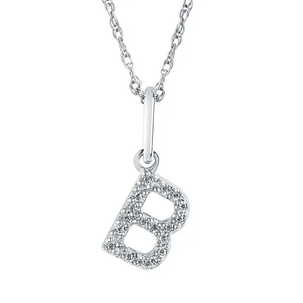 10K White Gold Diamond Initial 