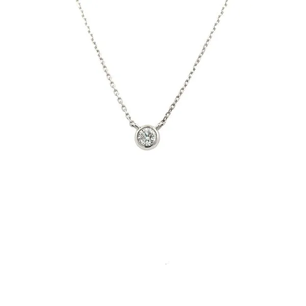 14K White Gold Bezel Set Diamond Pendant Image 2 West and Company Auburn, NY