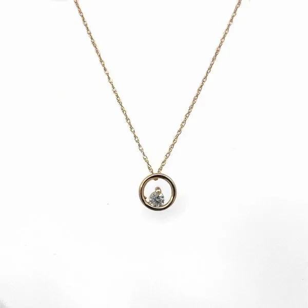 14K Yellow Gold Dainty Diamond Circle Pendant West and Company Auburn, NY