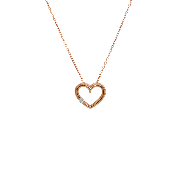 14K Rose Gold Diamond Heart Pendant West and Company Auburn, NY