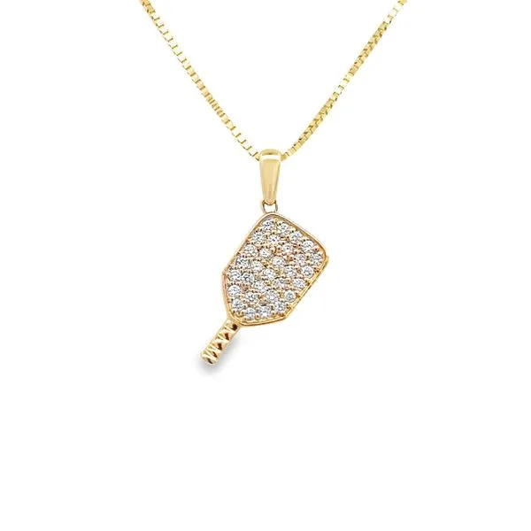 14K Yellow Gold Diamond Pickleball Pendant .29CTW West and Company Auburn, NY