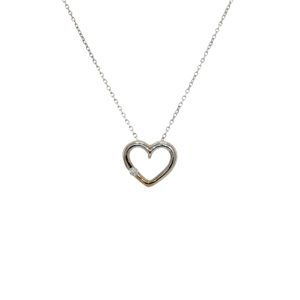 14K White Gold Diamond Heart Pendant West and Company Auburn, NY