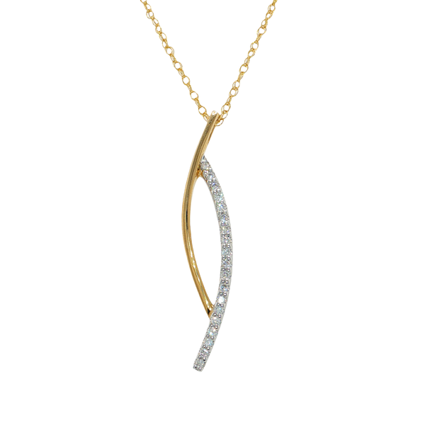14K Two-Tone Open Diamond Bypass Pendant with 18 Inch Rope Chain West and Company Auburn, NY