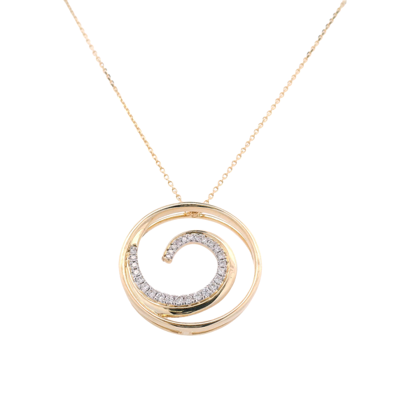 14K Yellow Gold Diamond Wave Slide Pendant West and Company Auburn, NY