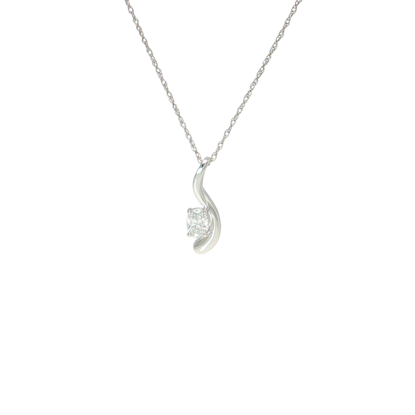 14K White Gold Laboratory Grown Oval Diamond Swirl Pendant with Complimentary Presentation Chain West and Company Auburn, NY