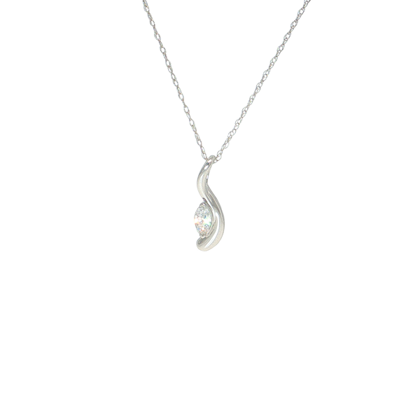 14K White Gold Laboratory Grown Marquise Diamond Swirl Pendant with Complimentary Presentation Chain West and Company Auburn, NY